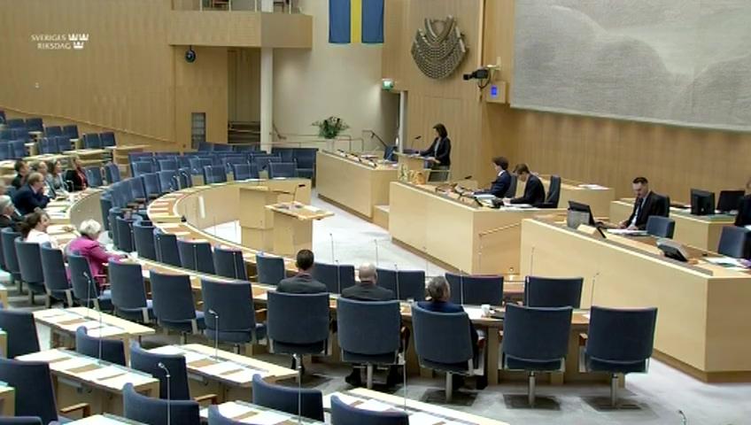 Stillbild från Debatt om förslag, Utgiftsområde 1 Rikets styrelse