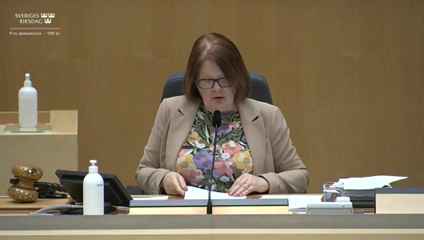 Stillbild från Interpellationsdebatt, Ökad planerbar elproduktion i södra Sverige