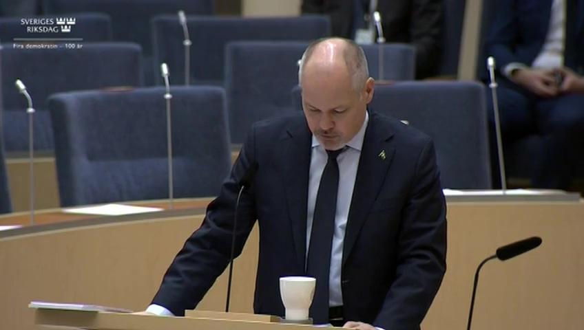 Stillbild från Interpellationsdebatt, Budgetsatsningar på polisen