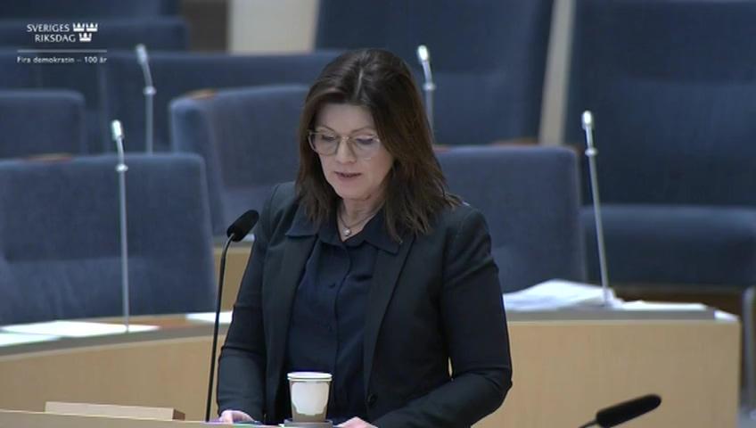 Stillbild från Interpellationsdebatt, Utökad tid för att starta eget företag