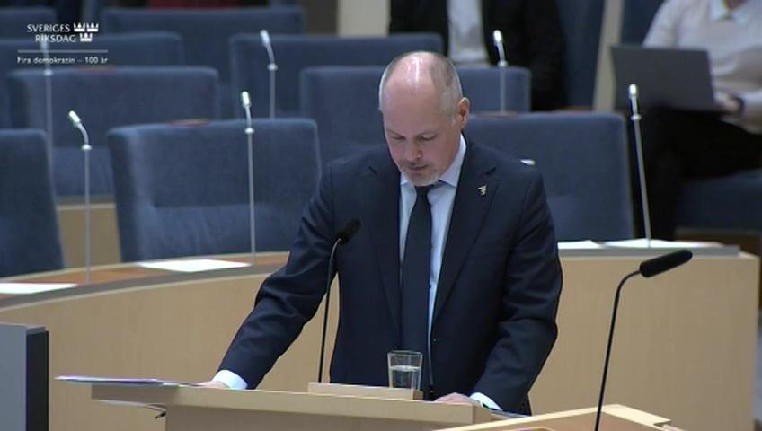 Stillbild från Interpellationsdebatt, Beivrande av brott mot huvudmän