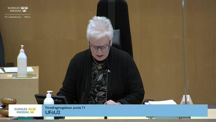 Stillbild från Debatt om förslag, Fortsatt svenskt deltagande i militär insats för stärkt säkerhet i Mali