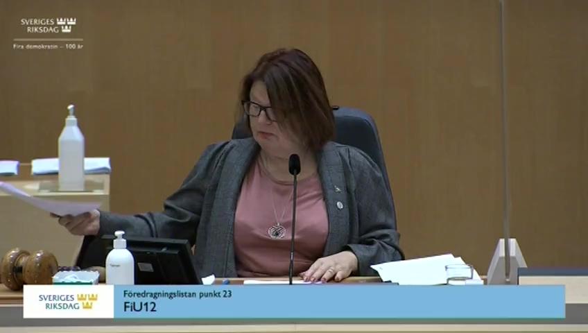 Stillbild från Debatt om förslag, Riksrevisionens rapport om administrationen i statliga myndigheter