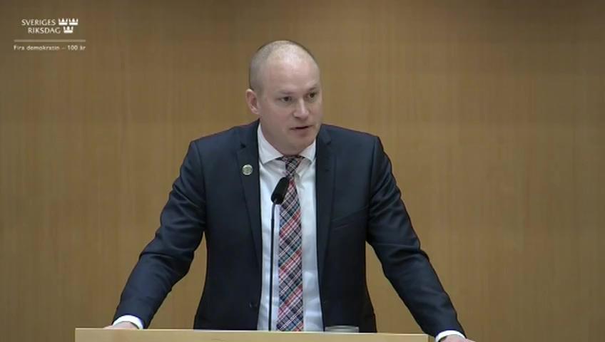 Stillbild från Debatt om förslag, Utökade möjligheter att använda tidiga förhör