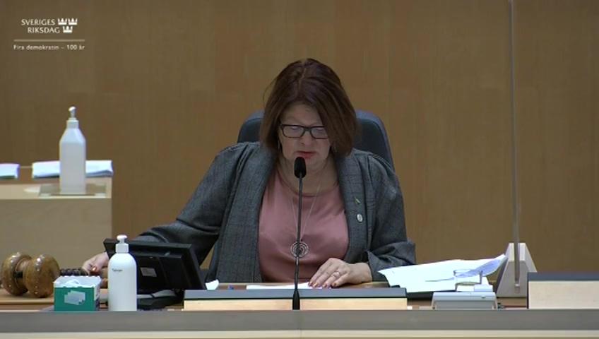 Stillbild från Debatt om förslag, Ändring i skatteavtalet mellan Sverige samt Storbritannien och Nordirland