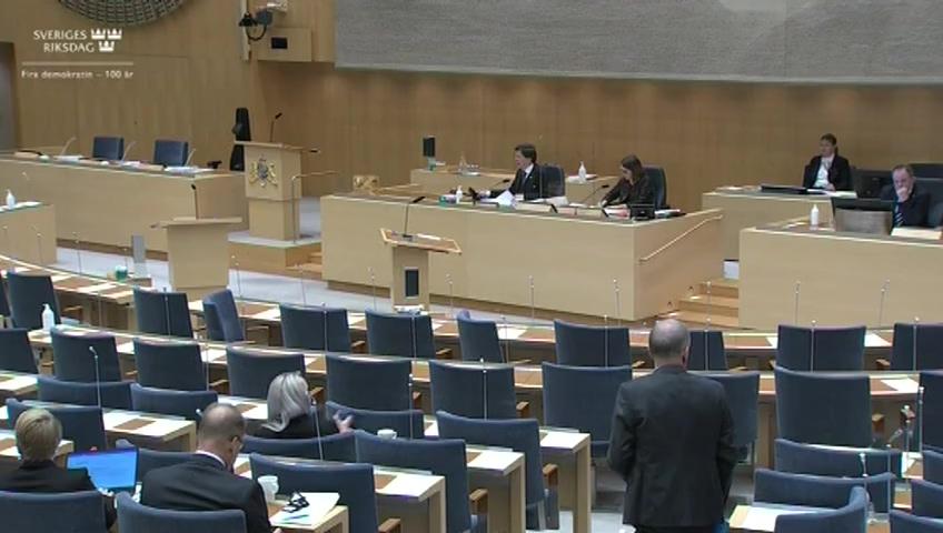 Stillbild från Debatt om förslag, Ett starkare skydd för Sveriges säkerhet