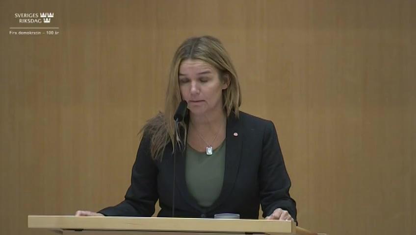 Stillbild från Debatt om förslag, En möjlighet till ny anmälan om avstämning av stöd vid korttidsarbete och ett nytt förfarande vid sen anmälan om avstämning