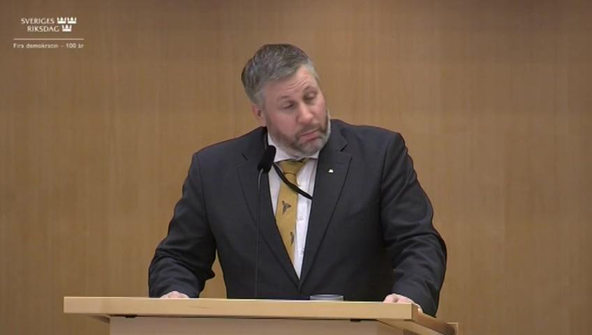 Stillbild från Debatt om förslag, Ändrade regler för kontroll av ekologisk produktion