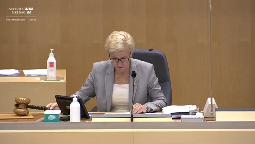 Stillbild från Debatt om förslag, Rättelse i lag om ändring i offentlighets- och sekretesslagen