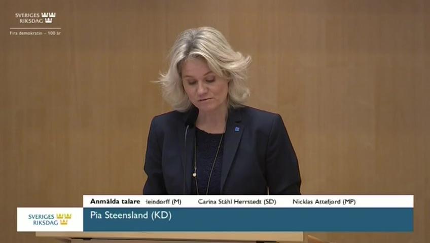 Stillbild från Debatt om förslag, Utbetalning av ersättning för personlig assistans endast vid tillstånd