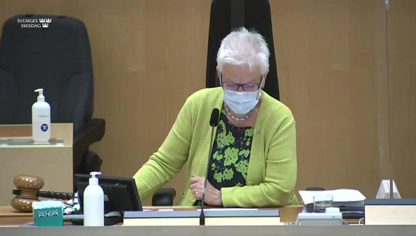 Stillbild från Debatt om förslag, Indelning i utgiftsområden