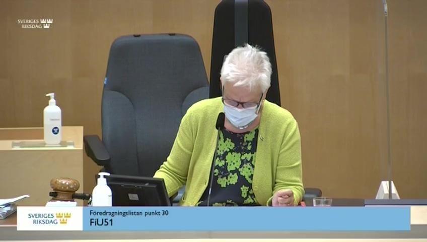 Stillbild från Debatt om förslag, Riksrevisionens rapport om statliga stöd med delat myndighetsansvar