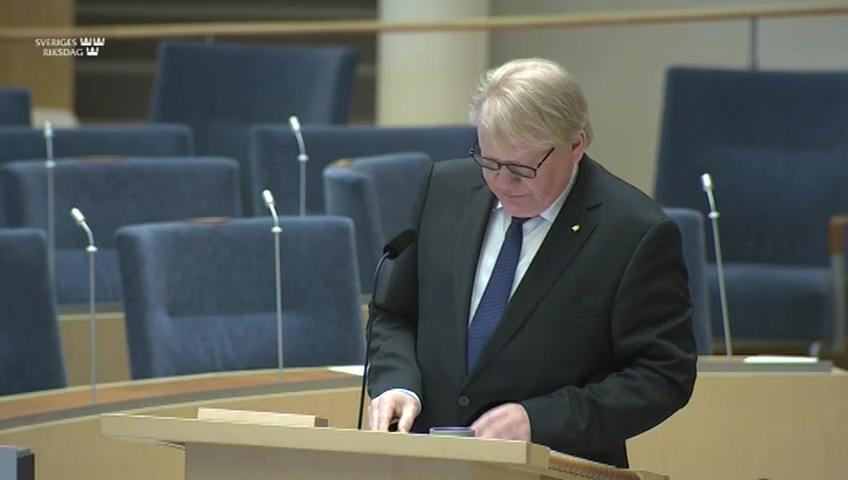 Stillbild från Interpellationsdebatt, Marinens framtida materielförsörjning