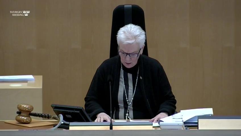 Stillbild från Debatt om förslag, Uppföljning av riksdagens tillämpning av subsidiaritetsprincipen