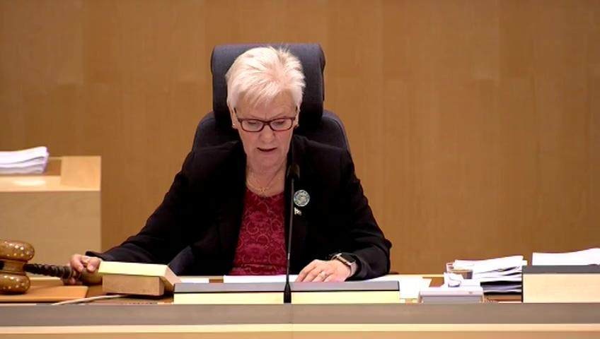 Stillbild från Debatt om förslag, Myndighetsreformen då Universitets- och högskolerådet och Universitetskanslersämbetet inrättades