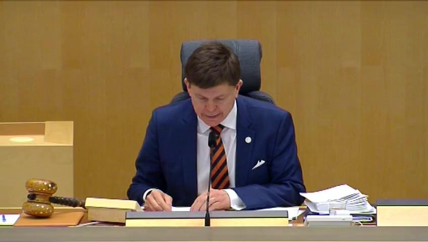 Stillbild från Debatt om förslag, Redovisning av användningen av hemliga tvångsmedel under 2017