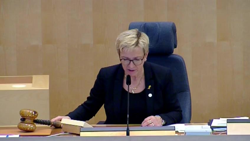 Stillbild från Debatt om förslag, Ytterligare ändringar vad gäller automatiskt utbyte av upplysningar om finansiella konton och några andra skattefrågor