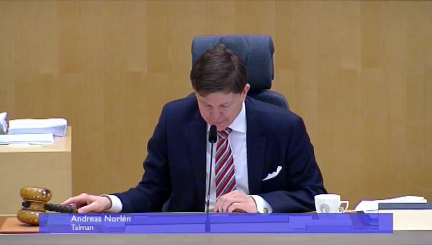 Stillbild från Debatt om förslag, Kompletterande bestämmelser till EU:s förordning om referensvärden