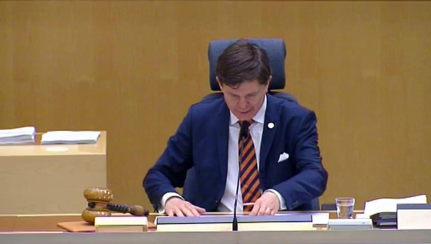 Stillbild från Debatt om förslag, Riksrevisionens ledningsstruktur