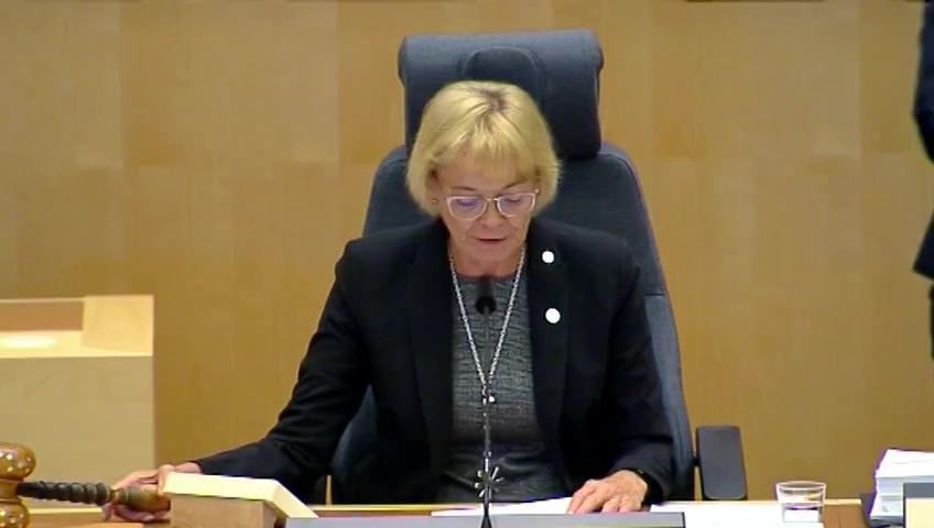 Stillbild från Debatt om förslag, Stärkt försäkringsskydd för studerande och företagare