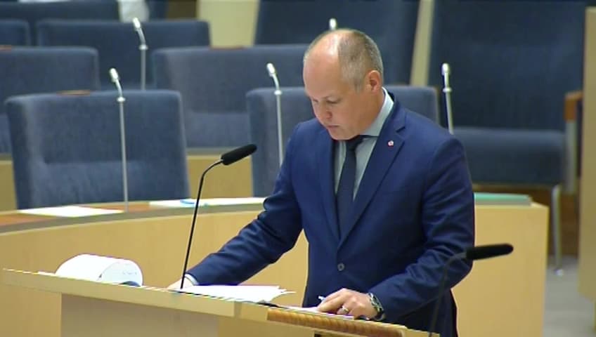 Stillbild från Interpellationsdebatt, Trygghet för brevbärare