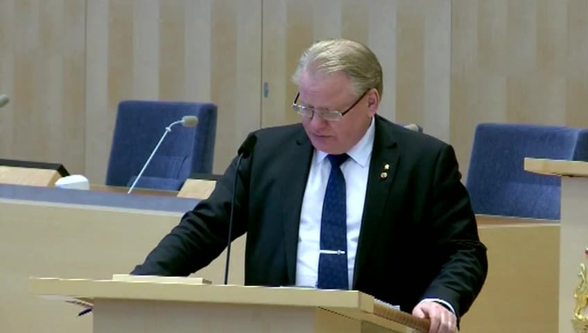 Stillbild från Interpellationsdebatt, Svensk försvarsnära industri