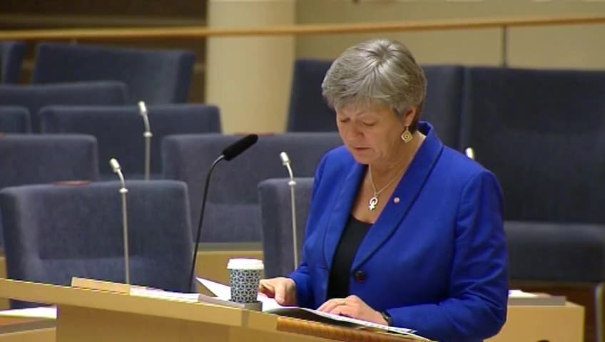 Stillbild från Interpellationsdebatt, Reformering av Arbetsförmedlingen