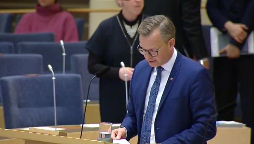 Stillbild från Interpellationsdebatt, Preclearance på Arlanda