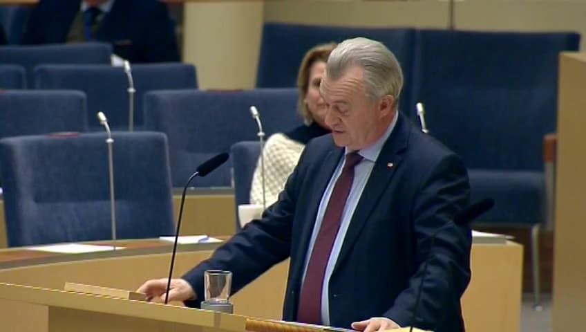 Stillbild från Interpellationsdebatt, Intrångsersättning till ägare av fjällnära skog