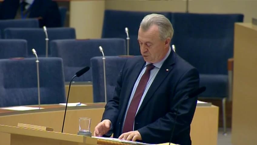 Stillbild från Interpellationsdebatt, Tvångsinlösen av skog