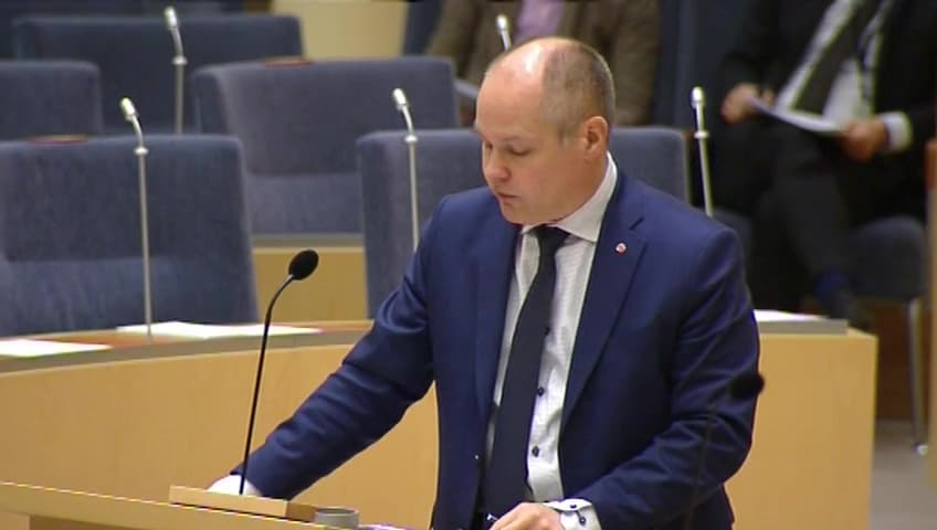 Stillbild från Interpellationsdebatt, Åtgärder för att skydda företagare mot djurrättsaktivister