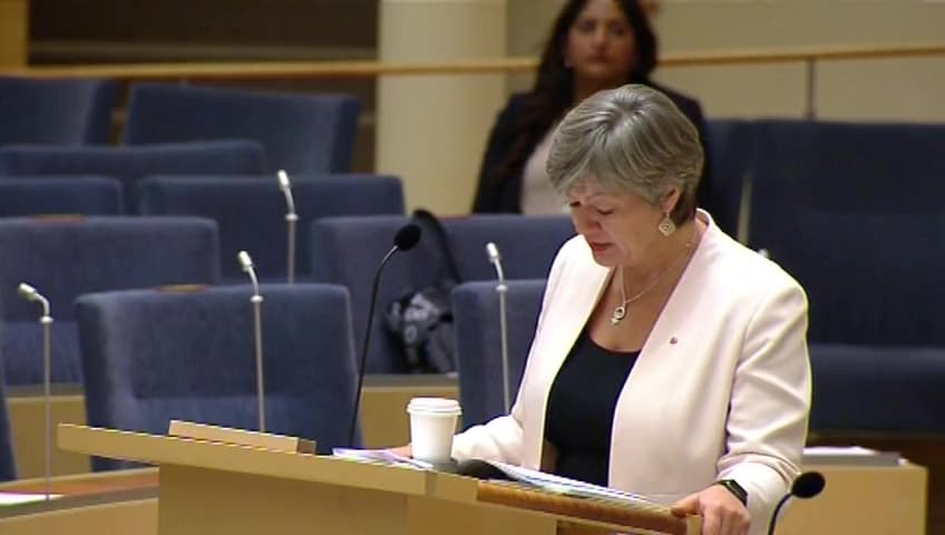 Stillbild från Interpellationsdebatt, Översyn av rätten att vidta stridsåtgärder på arbetsmarknaden