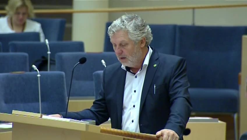 Stillbild från Interpellationsdebatt, Rikt- och gränsvärden för radon i Sverige