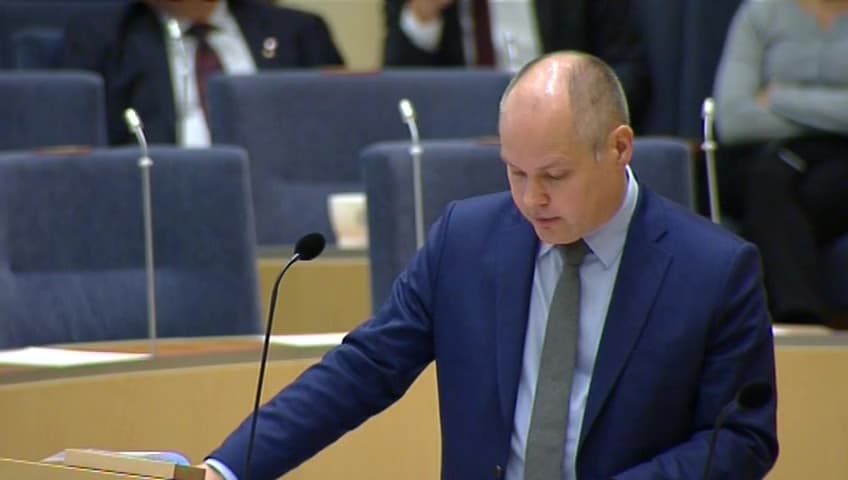 Stillbild från Interpellationsdebatt, En översyn av lagen om skiljeförfarande