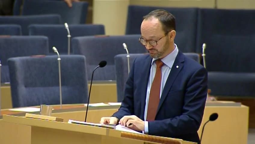 Stillbild från Interpellationsdebatt, Tvärförbindelse Södertörn