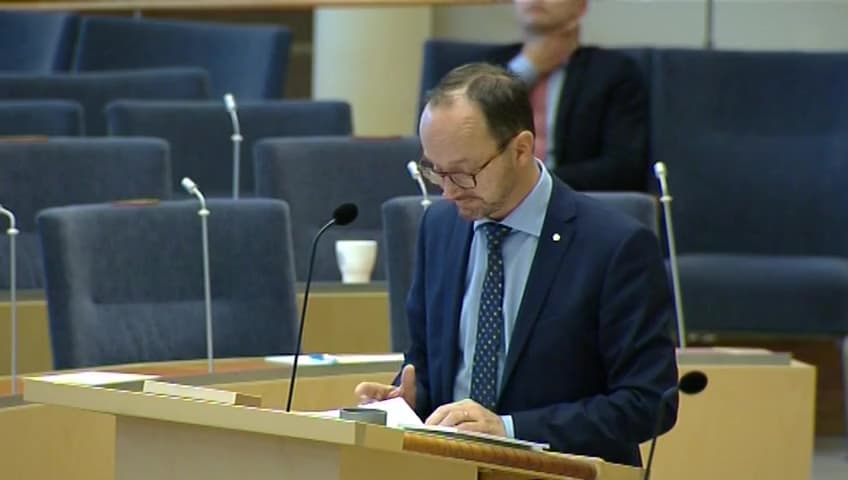 Stillbild från Interpellationsdebatt, Terrorhot mot järnvägen
