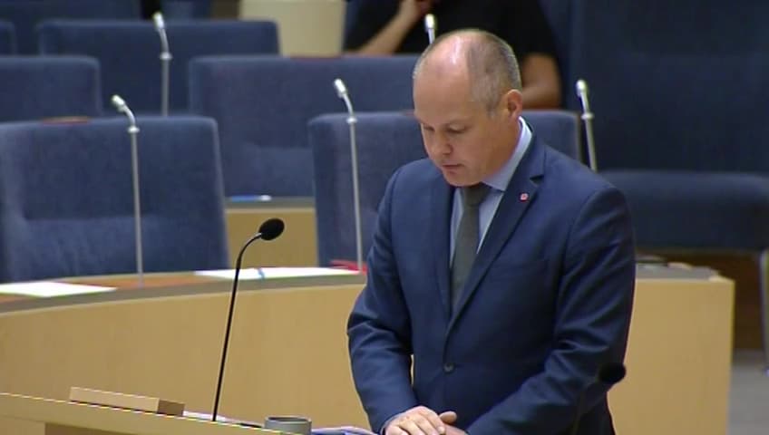 Stillbild från Interpellationsdebatt, Skyddet mot cyberangrepp