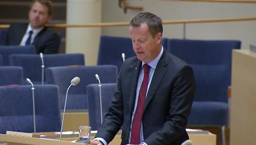 Stillbild från Interpellationsdebatt, Fortsatt sjunkande antal poliser i Sverige