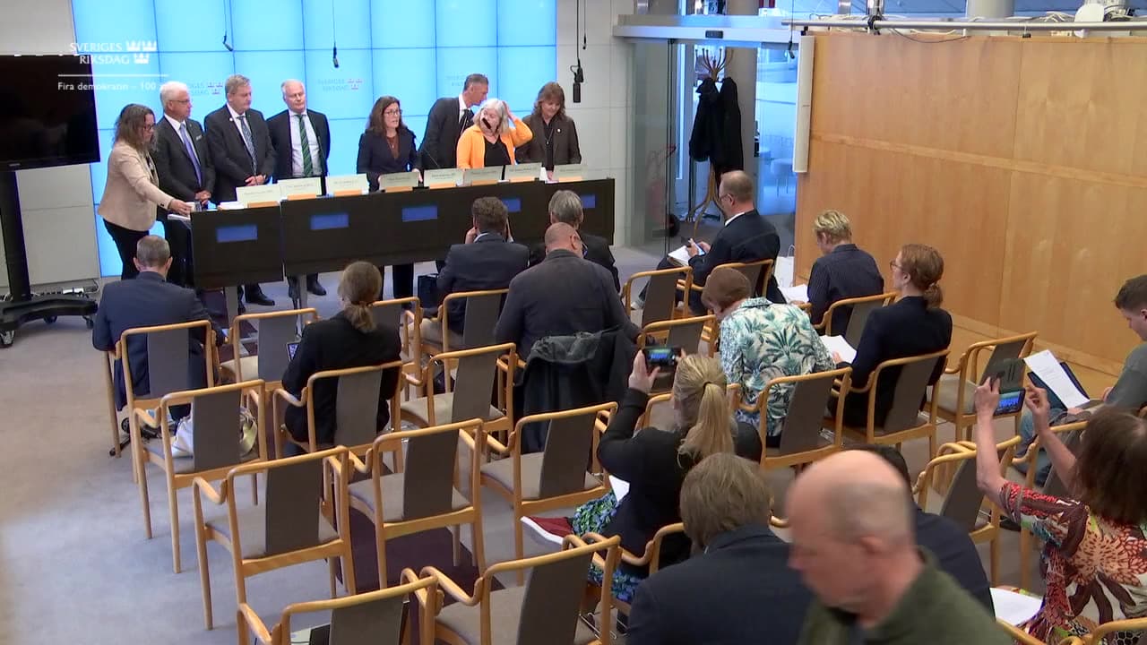 Stillbild från Presskonferens, Pressträff med KU efter justering av granskningsbetänkandet