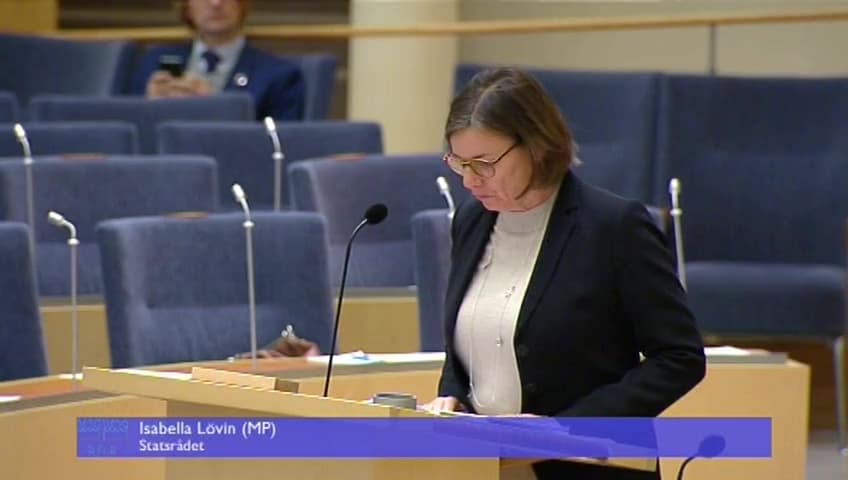 Stillbild från Interpellationsdebatt, Klimatpolitiken inför klimattoppmötet i Bonn