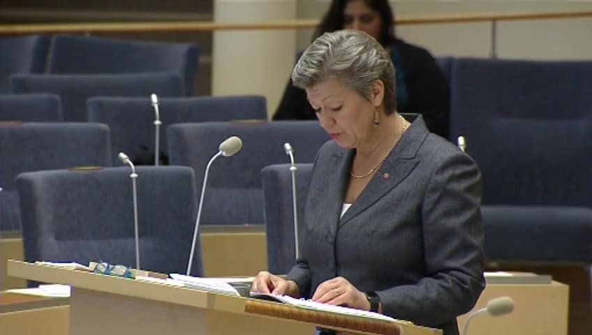 Stillbild från Interpellationsdebatt, Regeringens arbetslöshetsmål