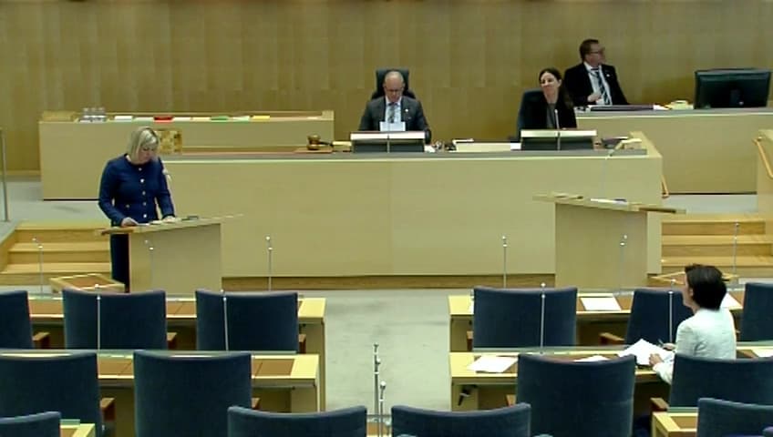 Stillbild från Interpellationsdebatt, Höjd skatt på fjärrvärme