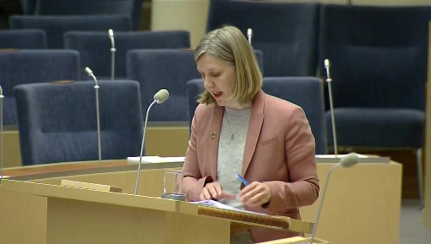 Stillbild från Interpellationsdebatt, Export av vår miljöpåverkan