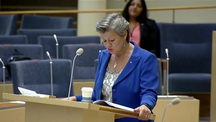 Stillbild från Interpellationsdebatt, Kontrollregim för arbetslösa och företag