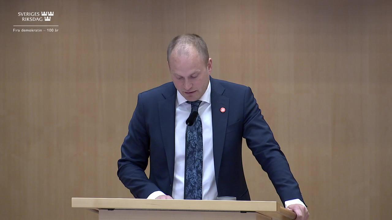 Stillbild från Debatt om förslag, Ett modernare straffrättsligt skydd mot hemfridsbrott och olaga intrång