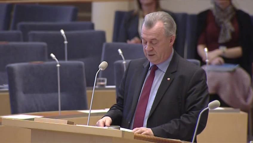 Stillbild från Interpellationsdebatt, Ökad konkurrenskraft genom livsmedelsstrategin