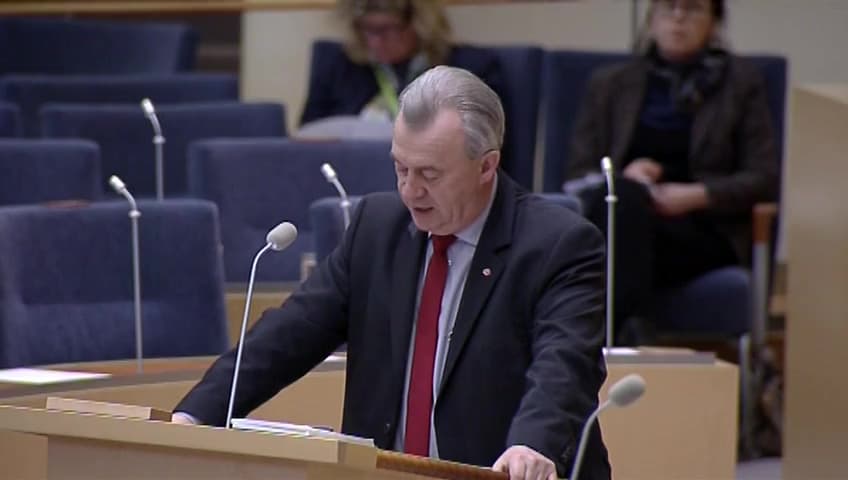 Stillbild från Interpellationsdebatt, Jägarnas finansiering av det allmänna uppdraget om viltvård