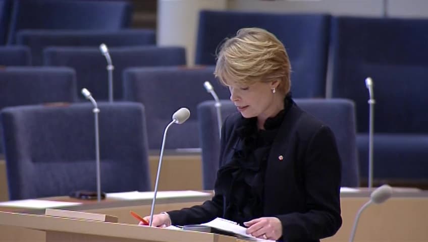 Stillbild från Interpellationsdebatt, Kostnaderna för att slopa den bortre tidsgränsen