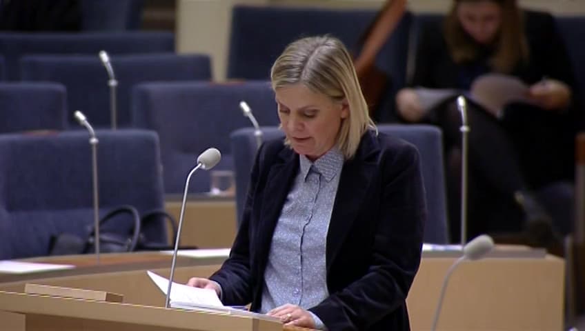 Stillbild från Interpellationsdebatt, Högkonjunktur och skuldsättning