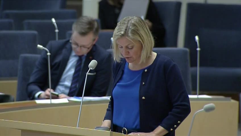 Stillbild från Interpellationsdebatt, RUT-avdragets sysselsättningseffekter